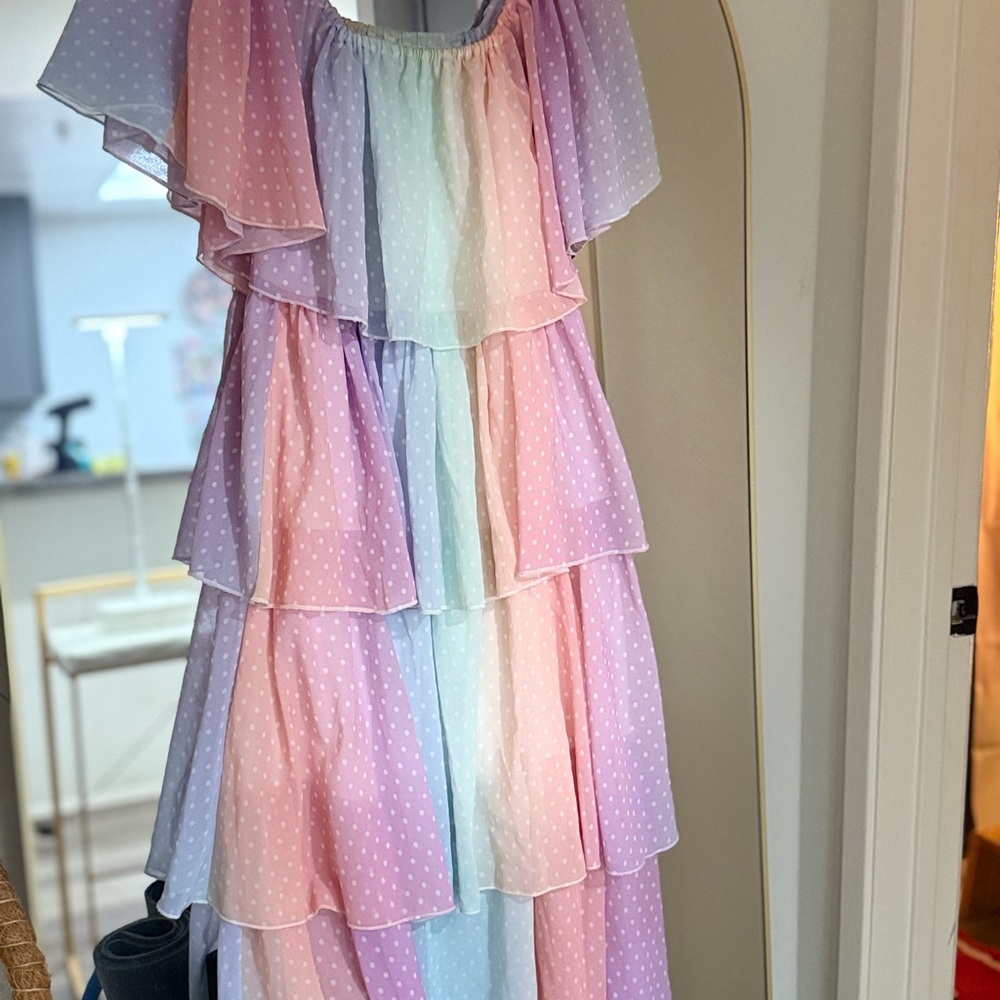 Off shoulder pastel layered Dress